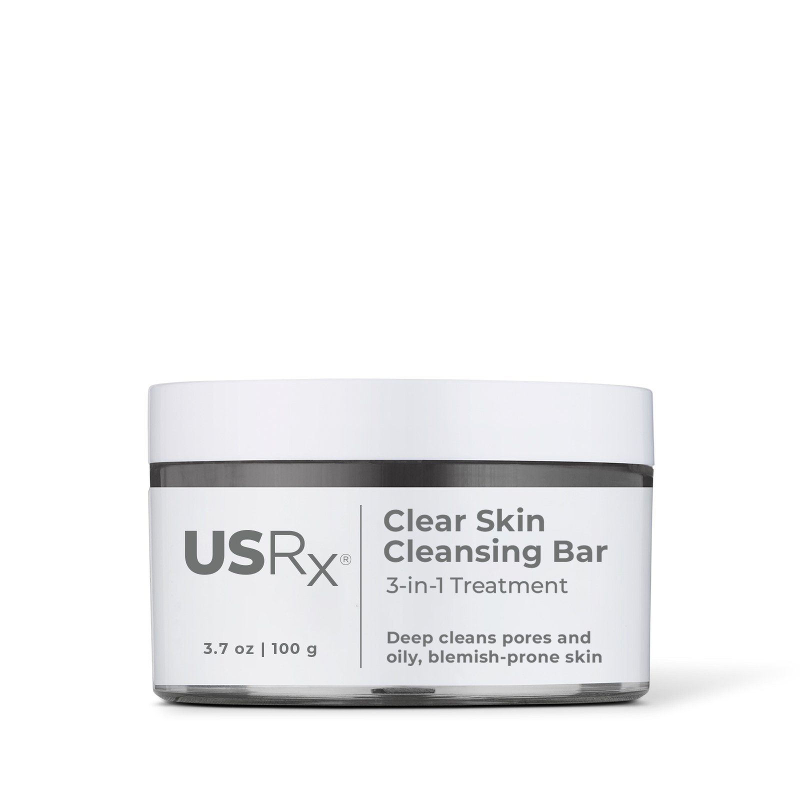 Jar of USRX Clean Skin Cleansing Bar treatment for clarifying skin