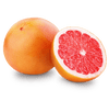 A sliced grapefruit and whole grapefruit on a white background