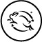 Circle with a bunny in the middle of it on a white background
